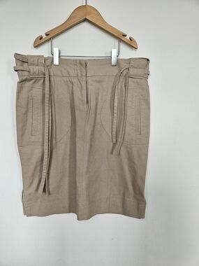 Manhattan East Linen Blend Pencil Skirt Beige Khaki Utility Pockets Size 11🔥